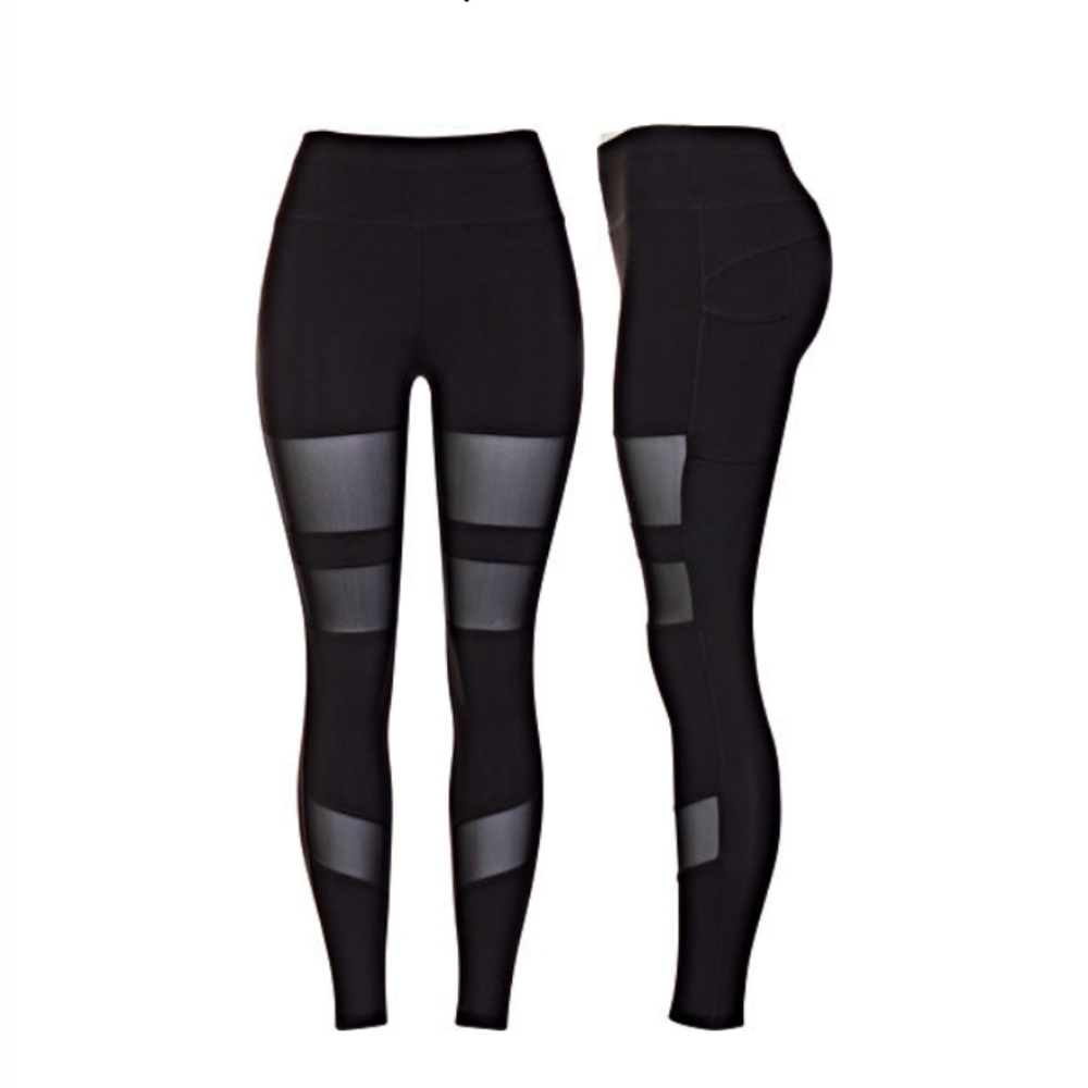 Pop Fit Poppy Black Leggings with Mesh- size Large